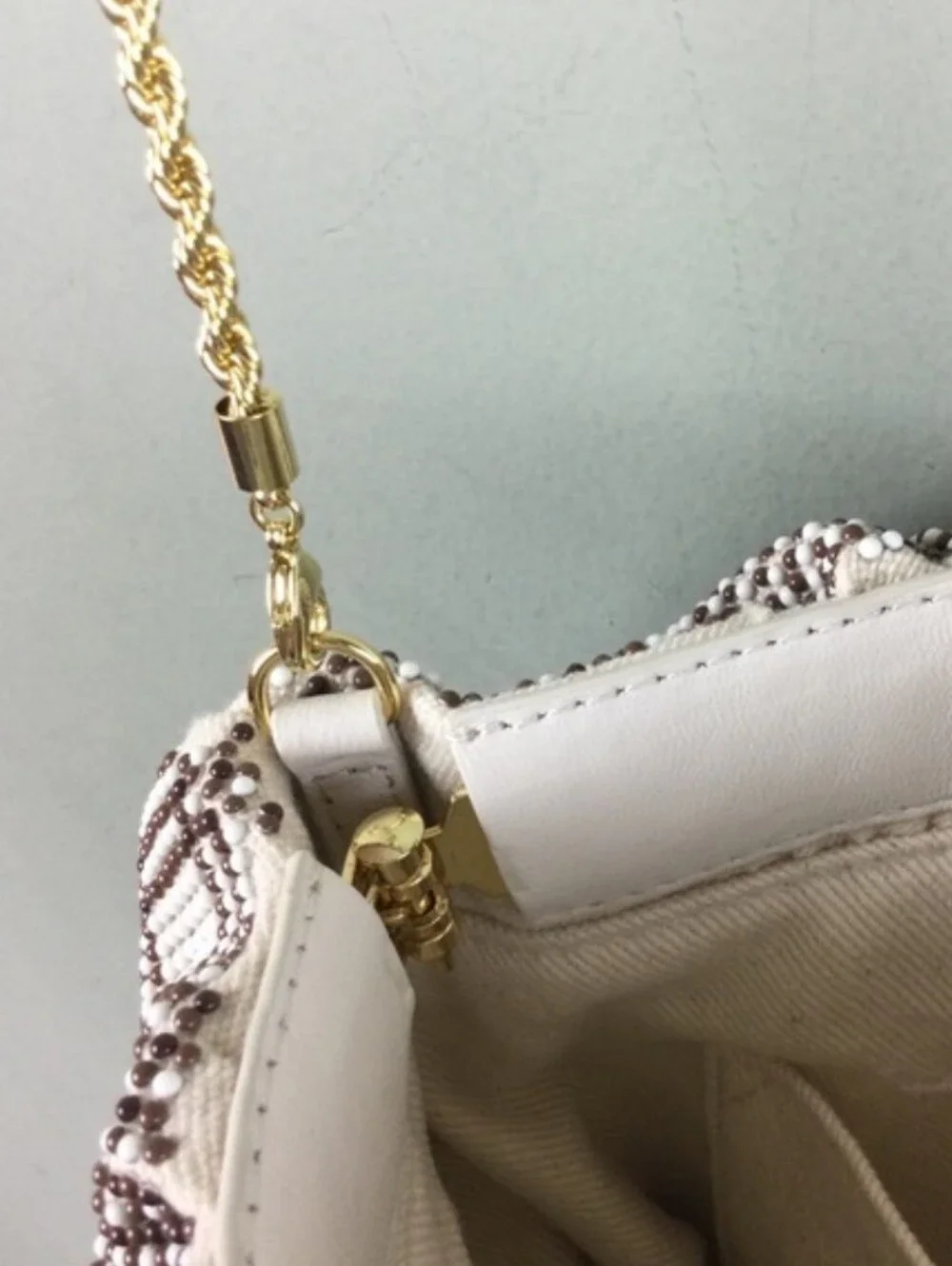NWOT Loeffler Randall Mini Analeigh Plaid Diamante Beaded Twisted Chain Clutch